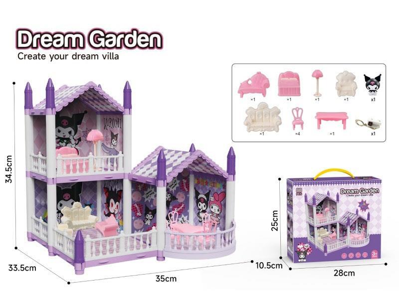 DIY House House Villa with Kuromi-themed 3-bedroom