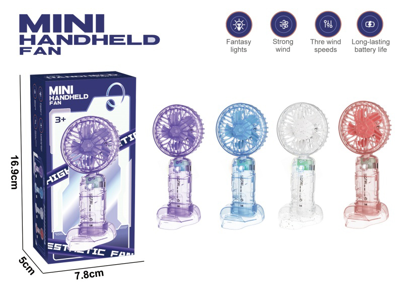 Transparent And Cool Breathing Light Mini Electric Handheld Fan (With Base)