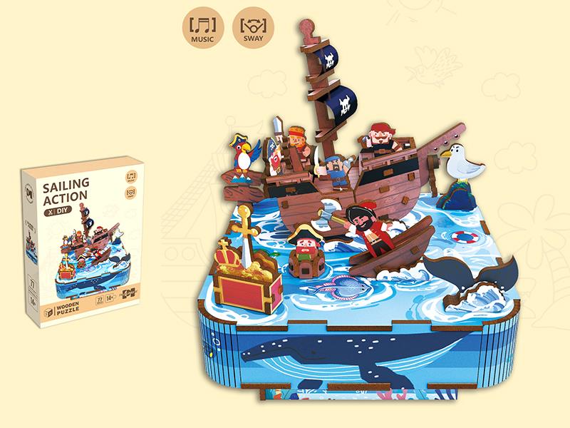 3D Wooden Puzzle Music Box