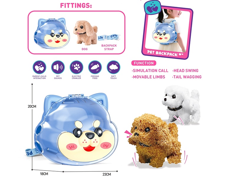 Electric Plush Pet Backpack Set