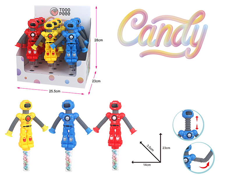 Robot Telescopic Tube Toy Candy Toys 12pcs