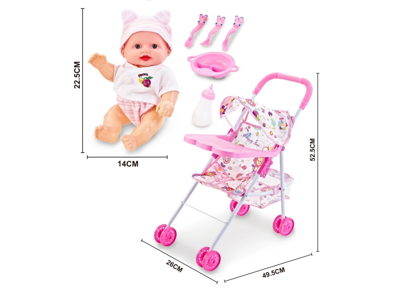 An Iron Trolley With A Dining Board And A 10-Inch Musical Empty Doll