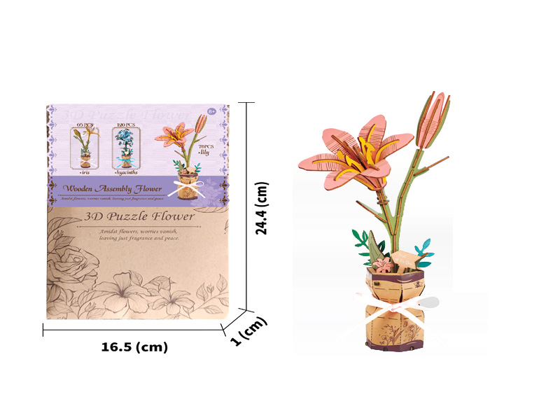 Diy 3D Wooden/Wooden Flower/Assembly Flower/Wooden Assembly Model Flower/Iris Flower