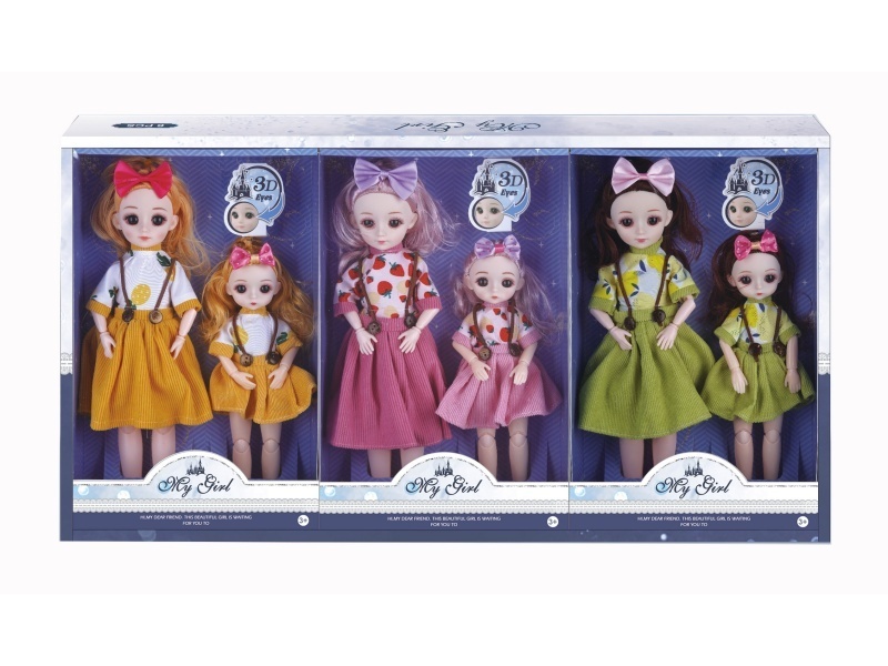 12-Inch + 9-Inch Parent-Child Model A Joint Doll 3 Pieces Display Box