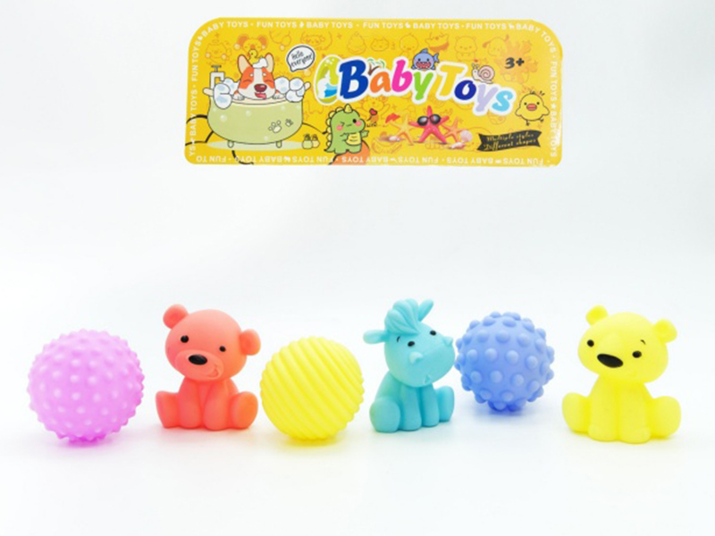 Vinyl Plain Animal Pinch Ball Set With Bb Whistle