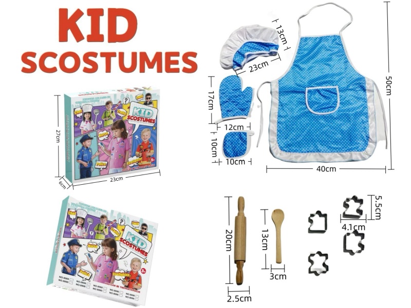 Diy Clothing Role-Playing Baking Suit + 7-Piece Set (Thickened) (Color Box Style) Blue