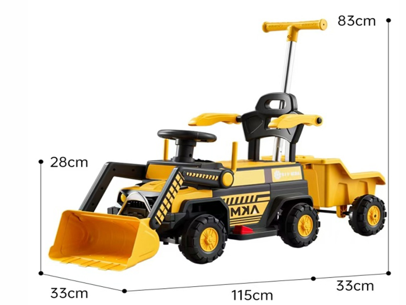 Children's Slide Engineering Vehicle With Bucket, Push Handle