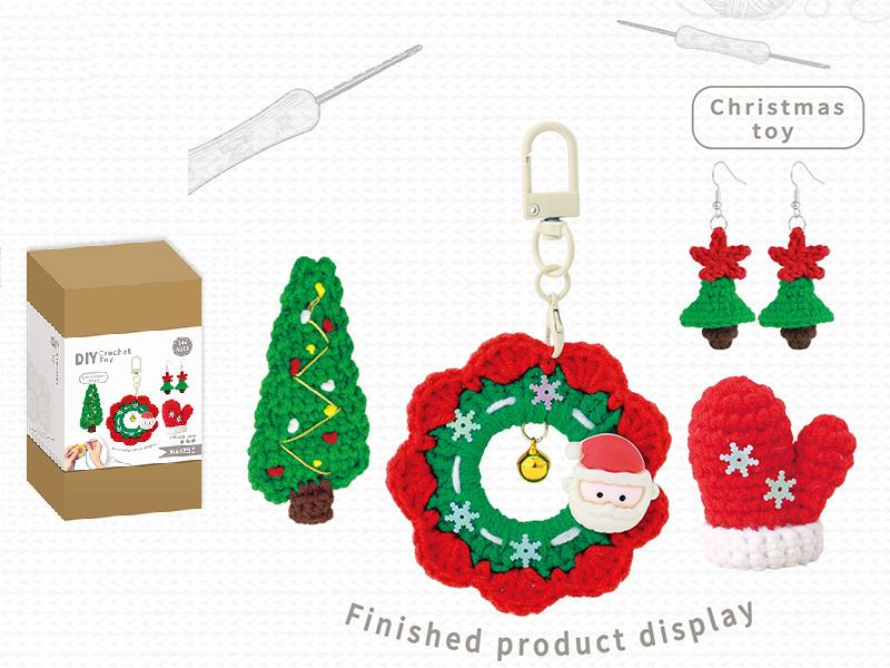 DIY Crochet Christmas Pendant/Hairpin/Earrings/Badge 5-Piece Set(Including Making Tools)