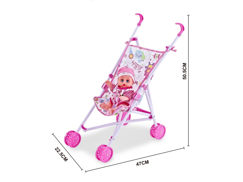 A Plastic Trolley With A 10-Inch Boy'S Music Figurine