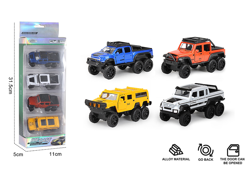 1:60 Pull Back Alloy Six-Wheeled Car(Can Open The Door)