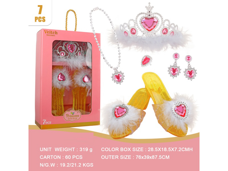 Feather Crown Feather Princess Shoes Set7Pcs