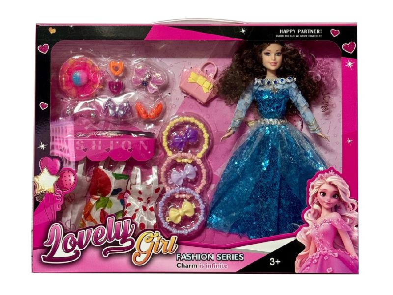 11.5" Solid Doll With Adornment Toys, Dress Up Set