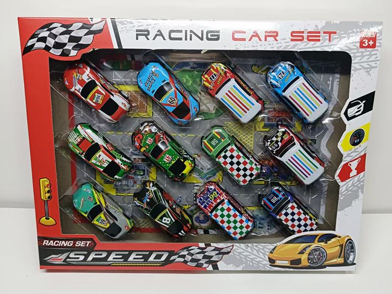 12pcs Pull Back Iron Cars