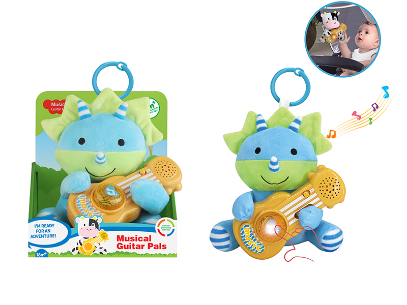 Plush Guitar Dinosaur Soothing Toy With Light And Music