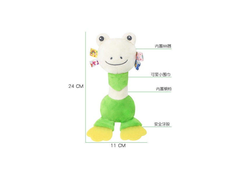 Make A Sound Paper Green Frog Baby Comfort Teething Stick Hand Crank