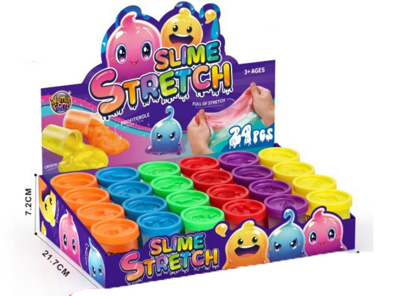 Two Ann Long Cup 6 Color Slime, 24Pcs/ Box