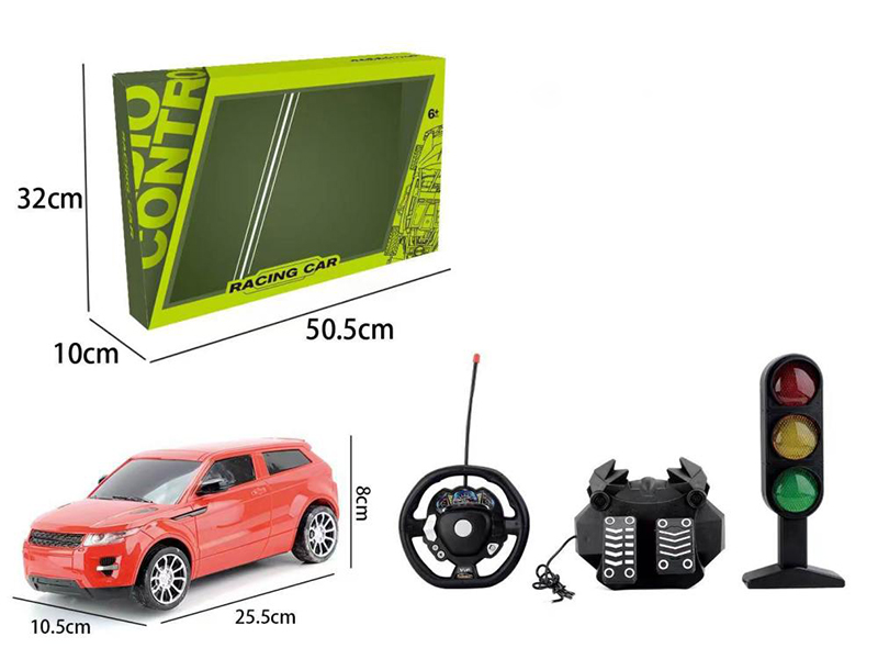 1:16 4-Channel Gravity Sensing Steering Wheel Pedal Remote Control Simulation Car With Flash Light(Included Batteries) + Traffic Light
