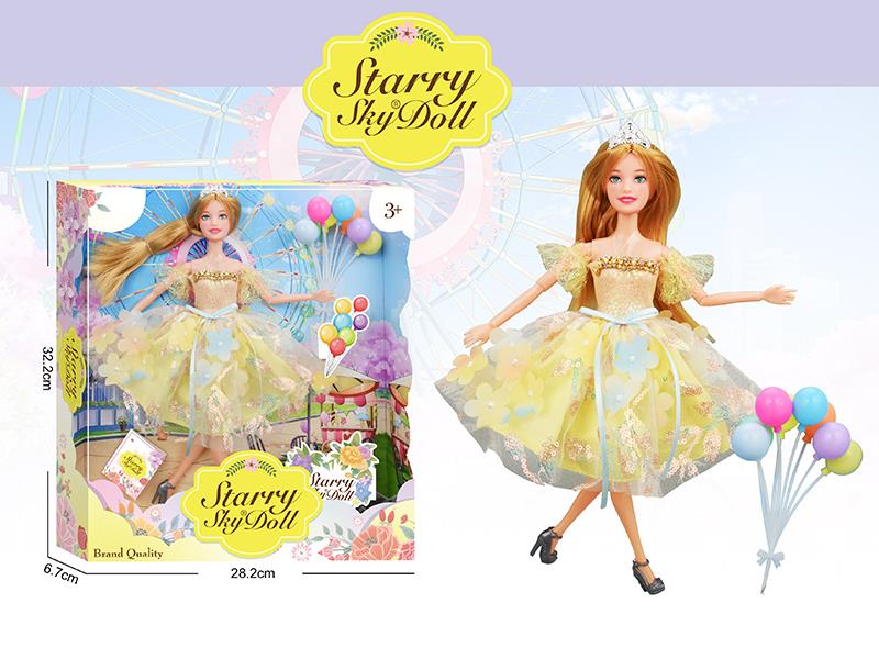 11.5 Inch 11-Joints Fashion Doll With Crown, Balloon