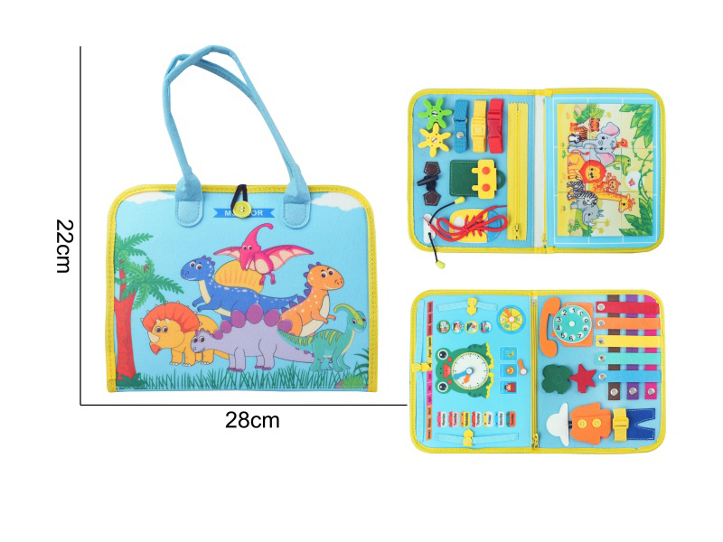 Montessori Early Childhood Education And Intelligence - Felt 3-Page Dinosaur Busy Edition