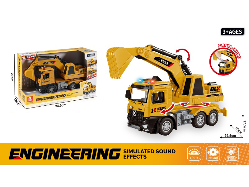 1:16 Sound And Light Inertial Openable Excavator (Package 3*Ag13)