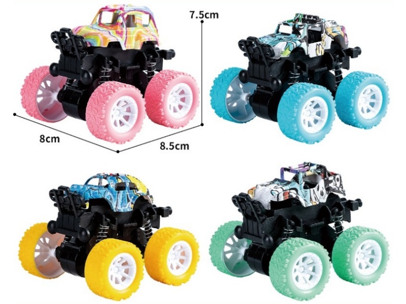 Friction Stunt Four-Wheel Drive Car Graffiti (12-Piece Pack)