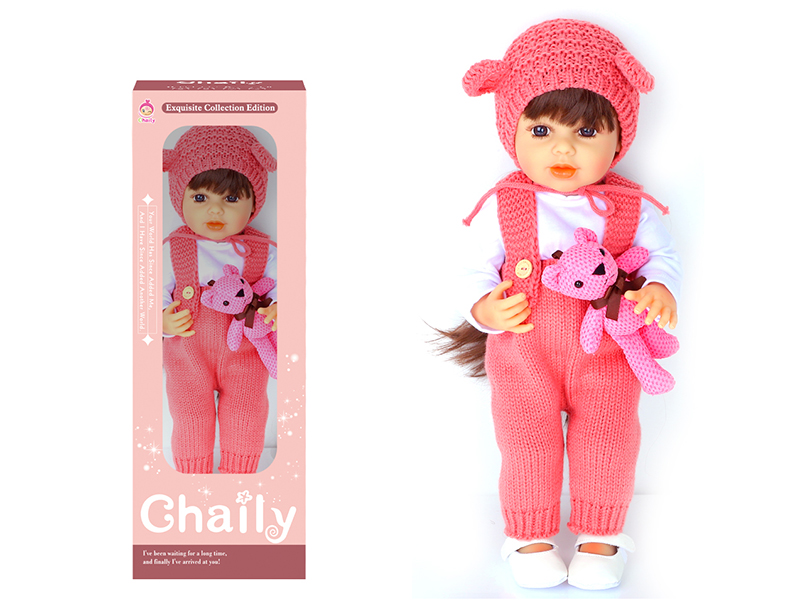 55CM Soft Glue High Simulation Baby Doll(Wig Sheath)With Diaper, Birth Card, Woollen Cap