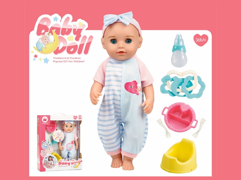 14-Inch Drinking And Urinating Doll With Accessories (Head, Hands And Feet With Rubber, Body With Ic For Blowing Air,24 Sounds