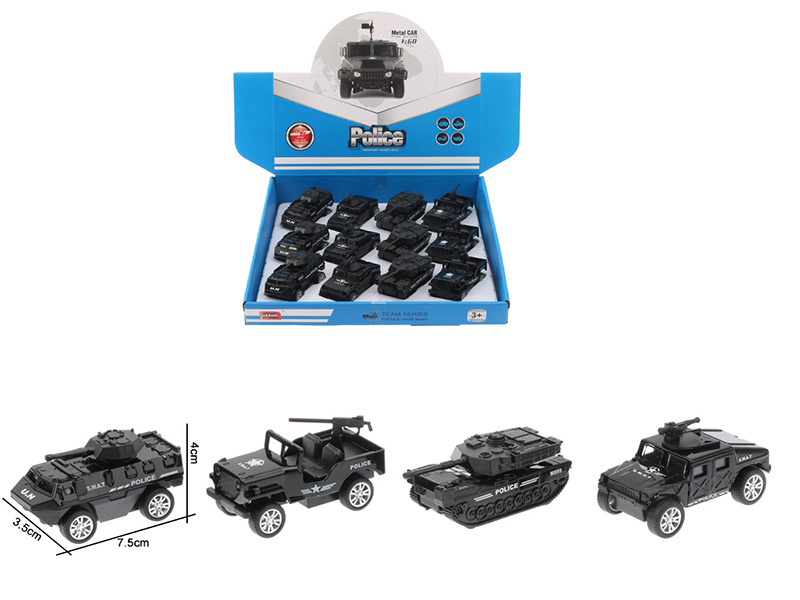1:60 Pull Back Alloy SWAT Police Car(12PCS)