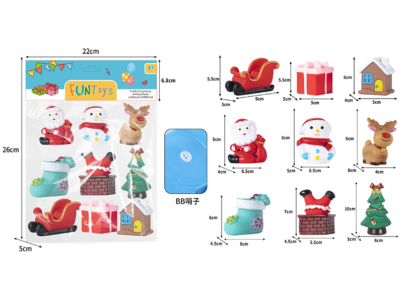 Vinyl Christmas Duck Toys With Whistle 9PCS