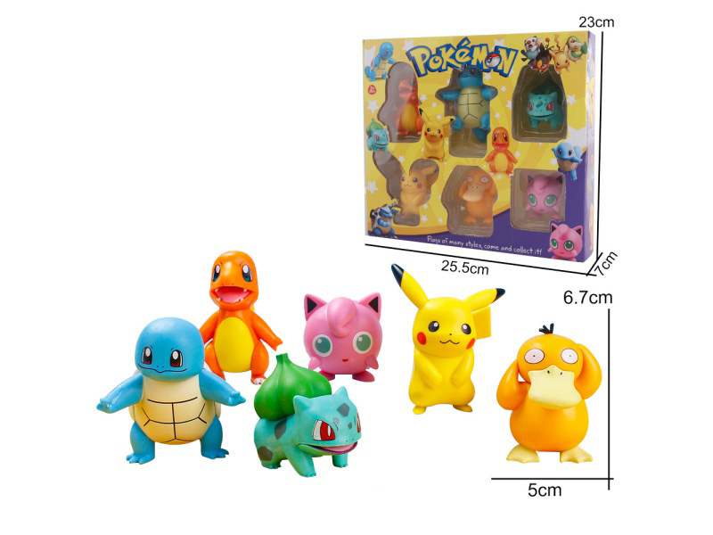 Solid Pvc Pokemon 6-Piece Set Of Children'S Toy Figurines