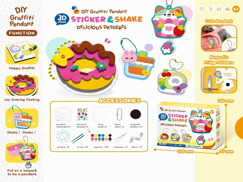 Diy Three-Dimensional Graffiti Sticker Dolls, Fridge Magnets - Dessert Series, Graffiti Drawing, Handmade Diy Keychains, Pendants, Creative Handmade Toys