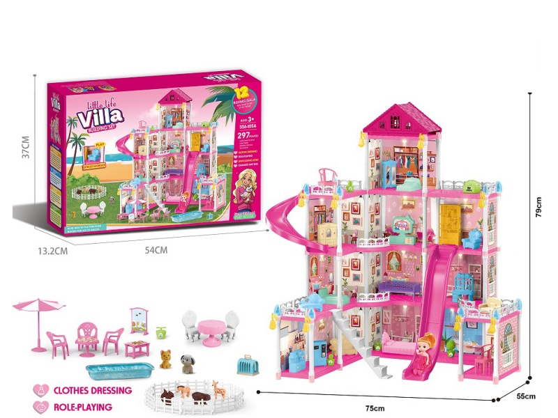 Diy Castle Doll Villa 297Pcs With Lights (Injection Molding)