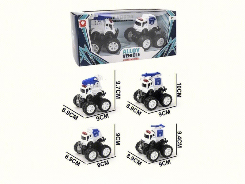 Two Pieces Of Inertial Police Car Alloy Vehicles