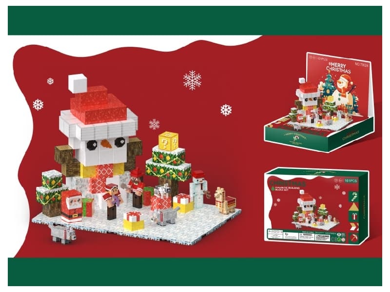 Magnetic Building Blocks-Christmas Snow Man (Scene display box)
