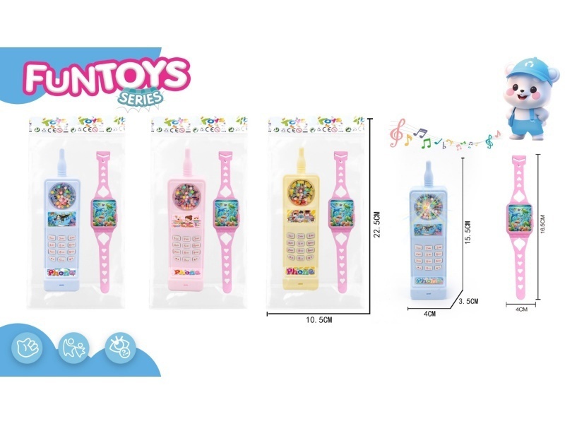 Cartoon Pattern Little Mobile Phone + Watch