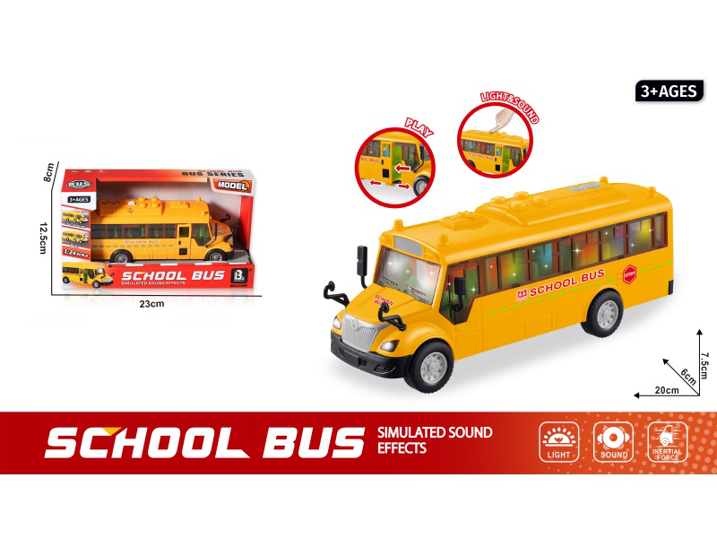 Sound And Light Inertial Door-Opening Small School Bus (Package 3*Ag13)