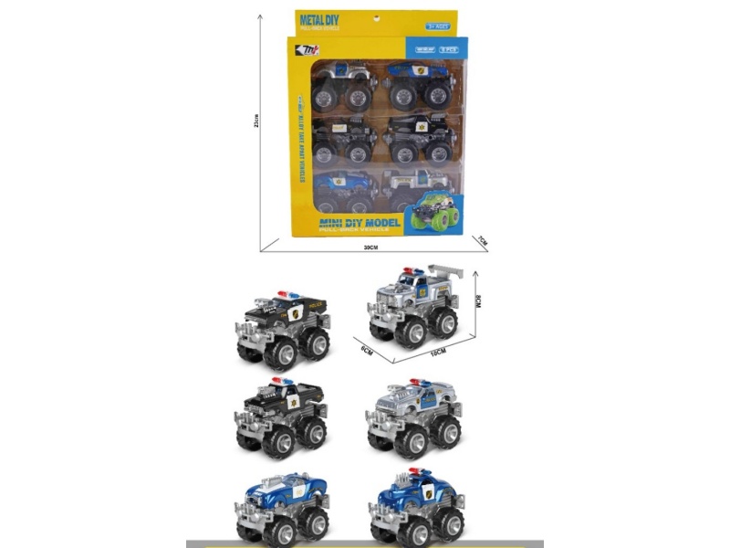 Alloy Recoil Police Car (6Pcs)