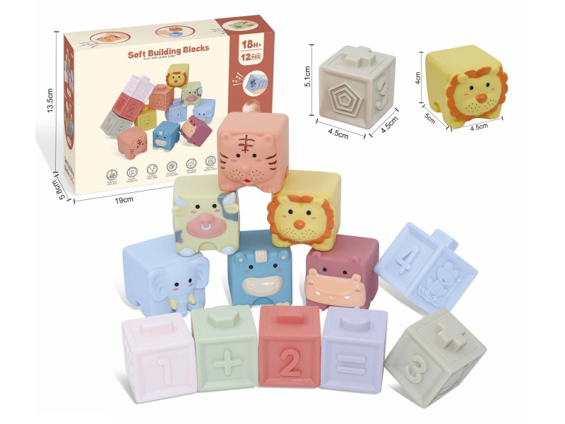 Animal & Numbers Soft Building Blocks 12pcs