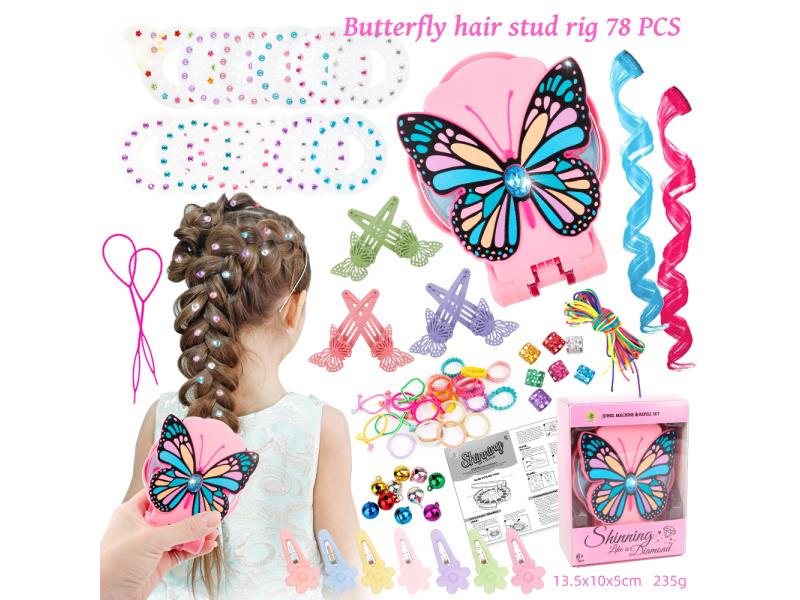 78Pcs Hair Pink Butterfly Nail Drill