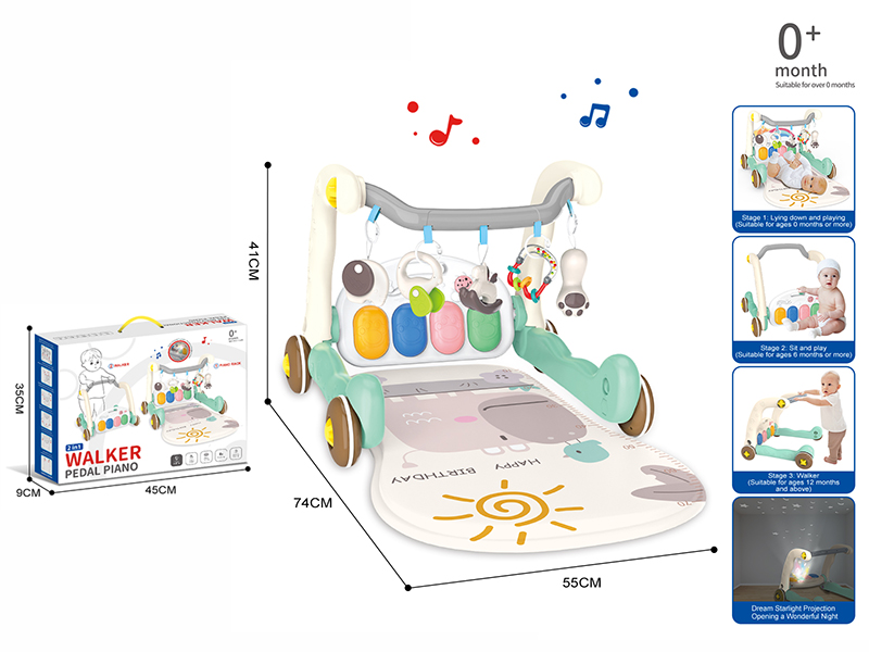 Projection 2 In 1 Pedal Piano Baby Walker/Hippo