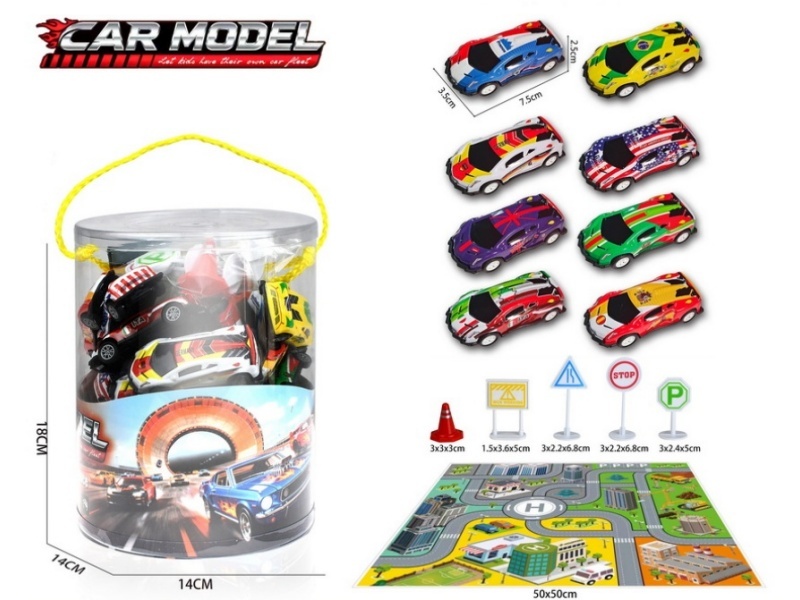 Pull Back Iron Flag Pattern Sports Cars Set