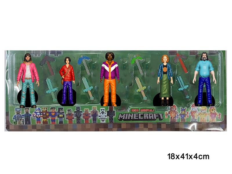 2.5-3" Minecraft Action Figure With Base 5PCS + Weapons