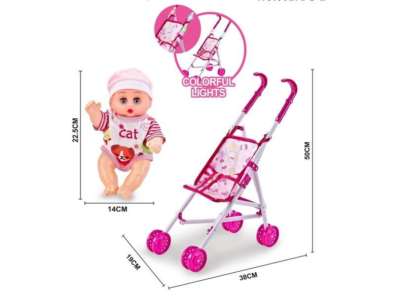 A Plastic Trolley With Dazzling Lights And A 10-Inch Empty Musical Boy