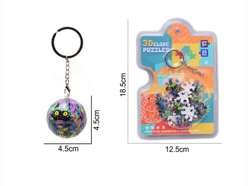 Black Cat 3D Spherical Stereoscopic Puzzle Keychain (25 Pieces)