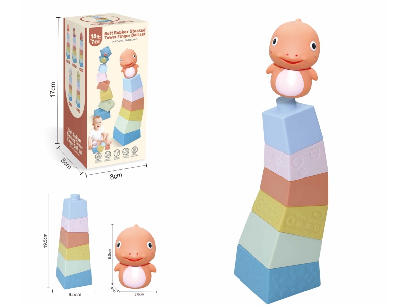 Soft Plastic Stacked Tower Finger Doll Set(Sea Animal) 7pcs