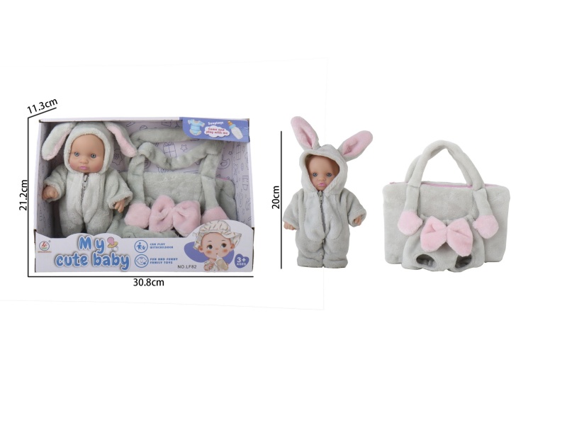 8-Inch Full-Body Rubber Rabbit-Shaped Handbag Accessory Without Ic