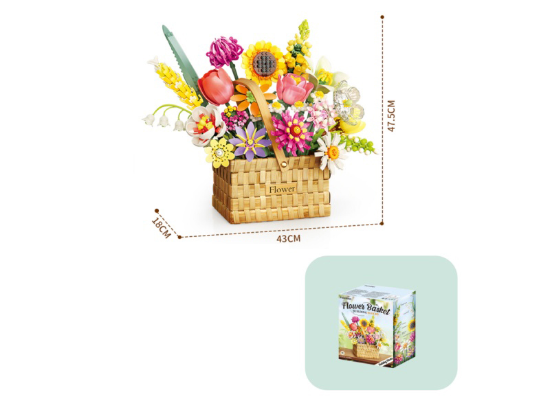 Building Blocks: 1615 Pcs Of Small-Sized Fragrant Building Block Flower Baskets