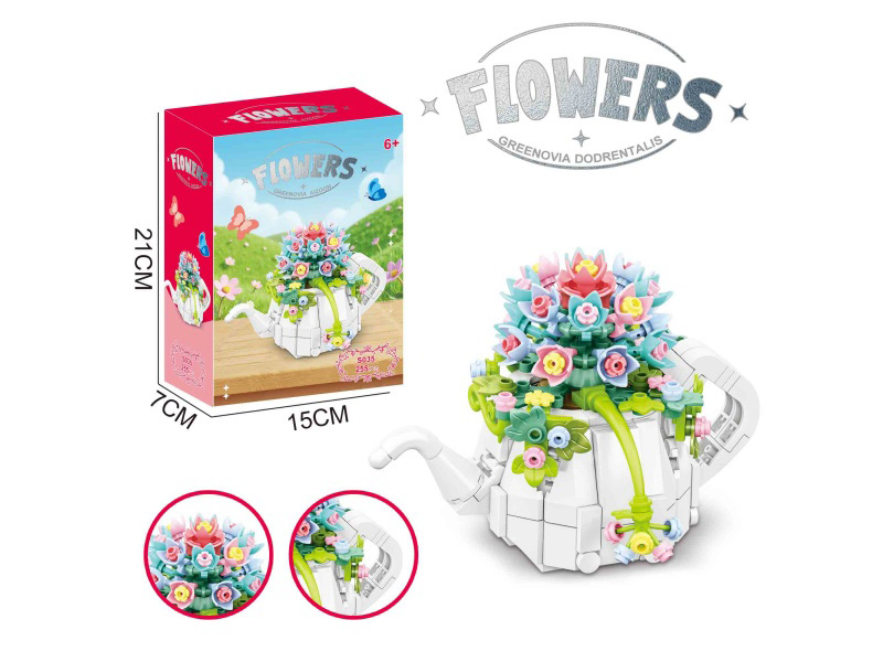 Building Block Mountain Rose Potted Plants 255Pcs- Flower Series