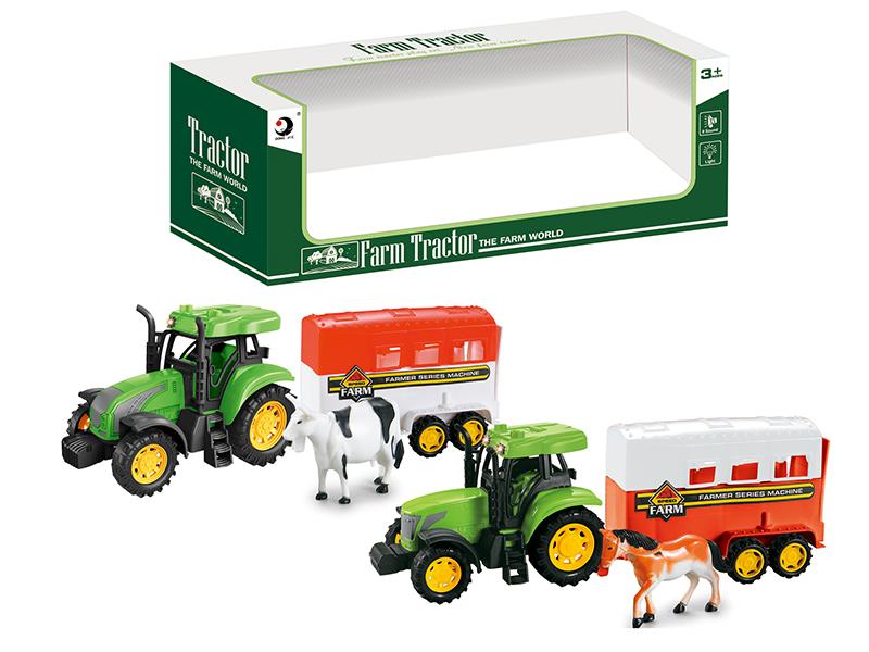 Friction Farm Tractor With Horse Box(Lights And Music)