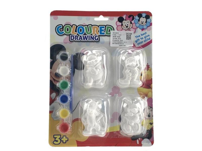 Four Mickey Mouse Suction Plate Paintings